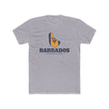 Barbados Bridgetown Mission Flag Map shirt in Heather Grey: flag of Barbados in the outline of Barbados with navy lettering, front view