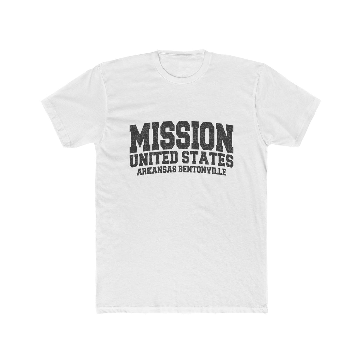 Arkansas Bentonville Mission T-Shirt in Solid White, front view
