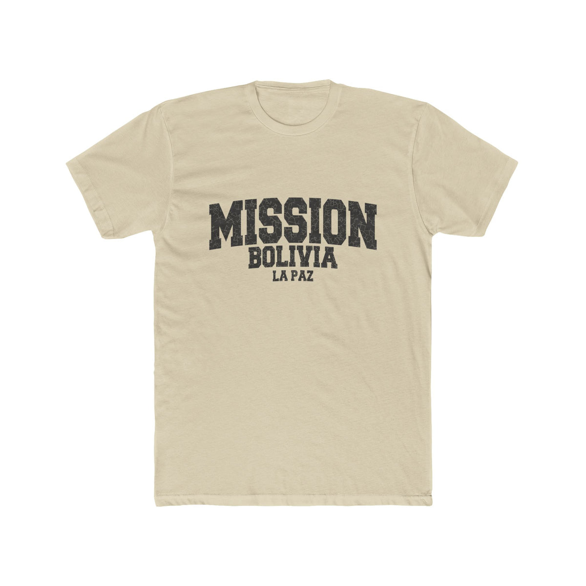 Bolivia La Paz Mission T-Shirt in Solid Cream, front view