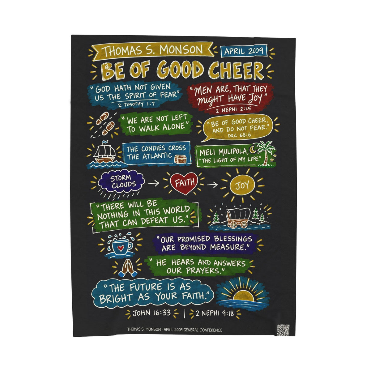 Be of Good Cheer Sketch Note Plush Blanket — Thomas S. Monson