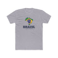 Brazil Goiania Mission Flag Map shirt in Heather Grey: flag of Brazil in the outline of Brazil with navy lettering, front view