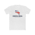 Costa Rica San Jose West Mission Flag Map shirt in White: flag of Costa Rica in the outline of Costa Rica with navy lettering, front view