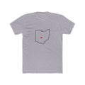 Ohio Columbus Mission Heart Map shirt in Heather Grey: Ohio outline with a red heart, front view