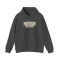 Philippines Puerto Princesa Mission Hoodie in Dark Heather, front view with the varsity mission design