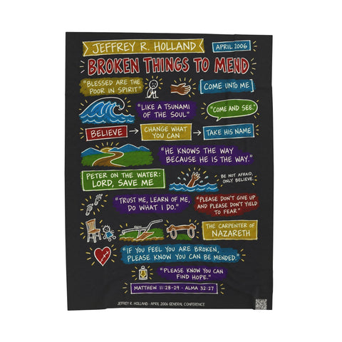 Broken Things to Mend sketch note plush blanket