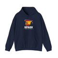 Spain Madrid East Mission Flag Map Hoodie in Navy, front view with the flag map and mission name