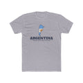 Argentina Buenos Aires North Mission Flag Map shirt in Heather Grey: flag of Argentina in the outline of Argentina with navy lettering, front view