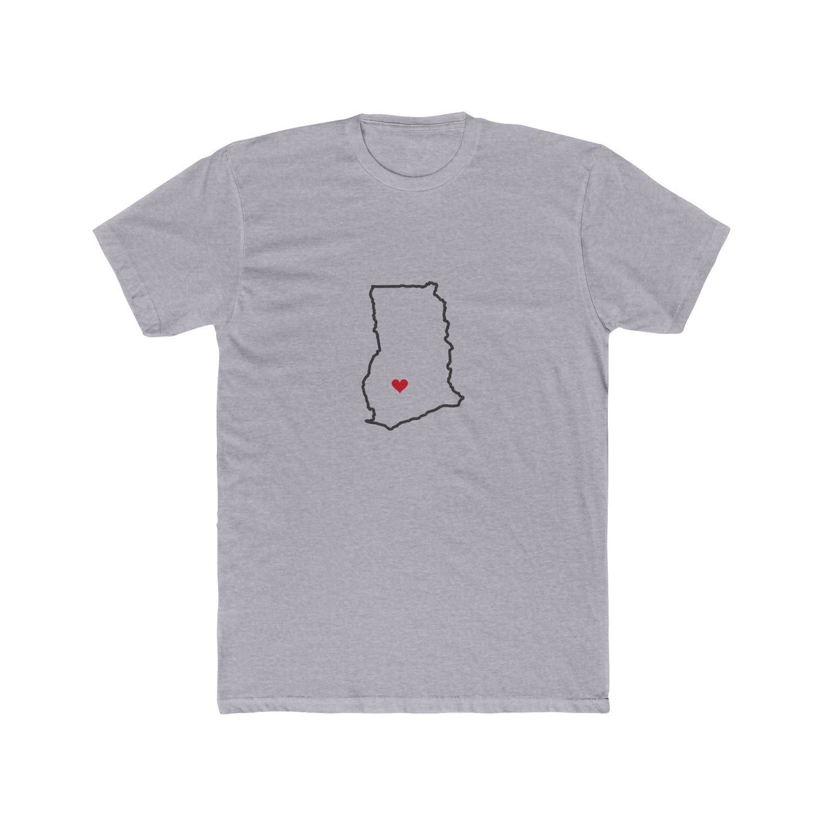 Ghana Kumasi Mission Heart Map shirt in Heather Grey: Ghana outline with a red heart, front view
