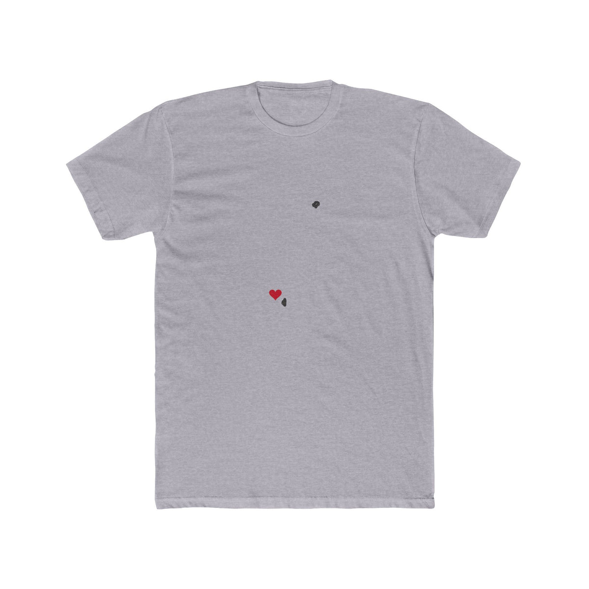 Tonga Nukualofa Mission Heart Map shirt in Heather Grey: Tonga outline with a red heart, front view