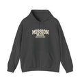 Brazil Fortaleza East Mission Hoodie in Dark Heather, front view with the varsity mission design