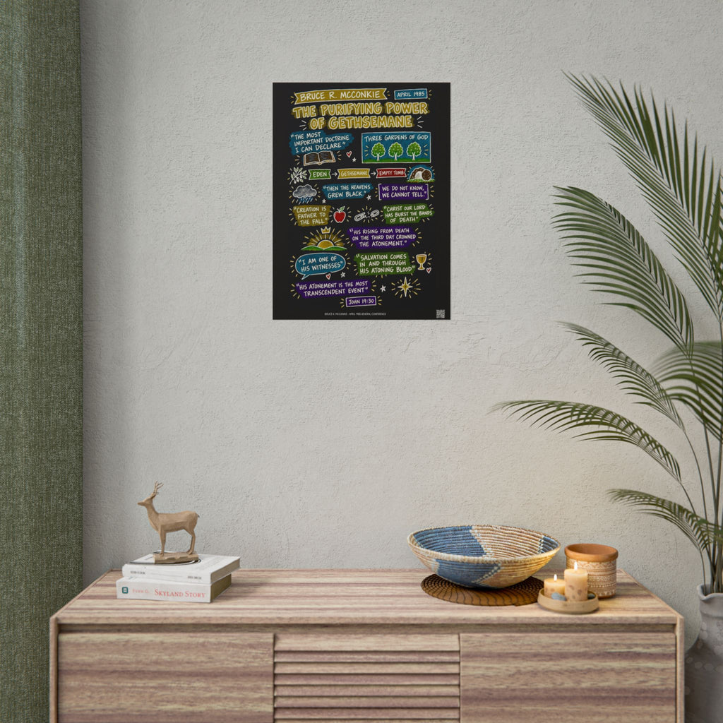 The Purifying Power of Gethsemane Sketch Note Poster (Black) — Bruce R. McConkie