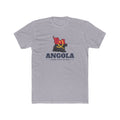 Angola Luanda North Mission Flag Map shirt in Heather Grey: flag of Angola in the outline of Angola with navy lettering, front view
