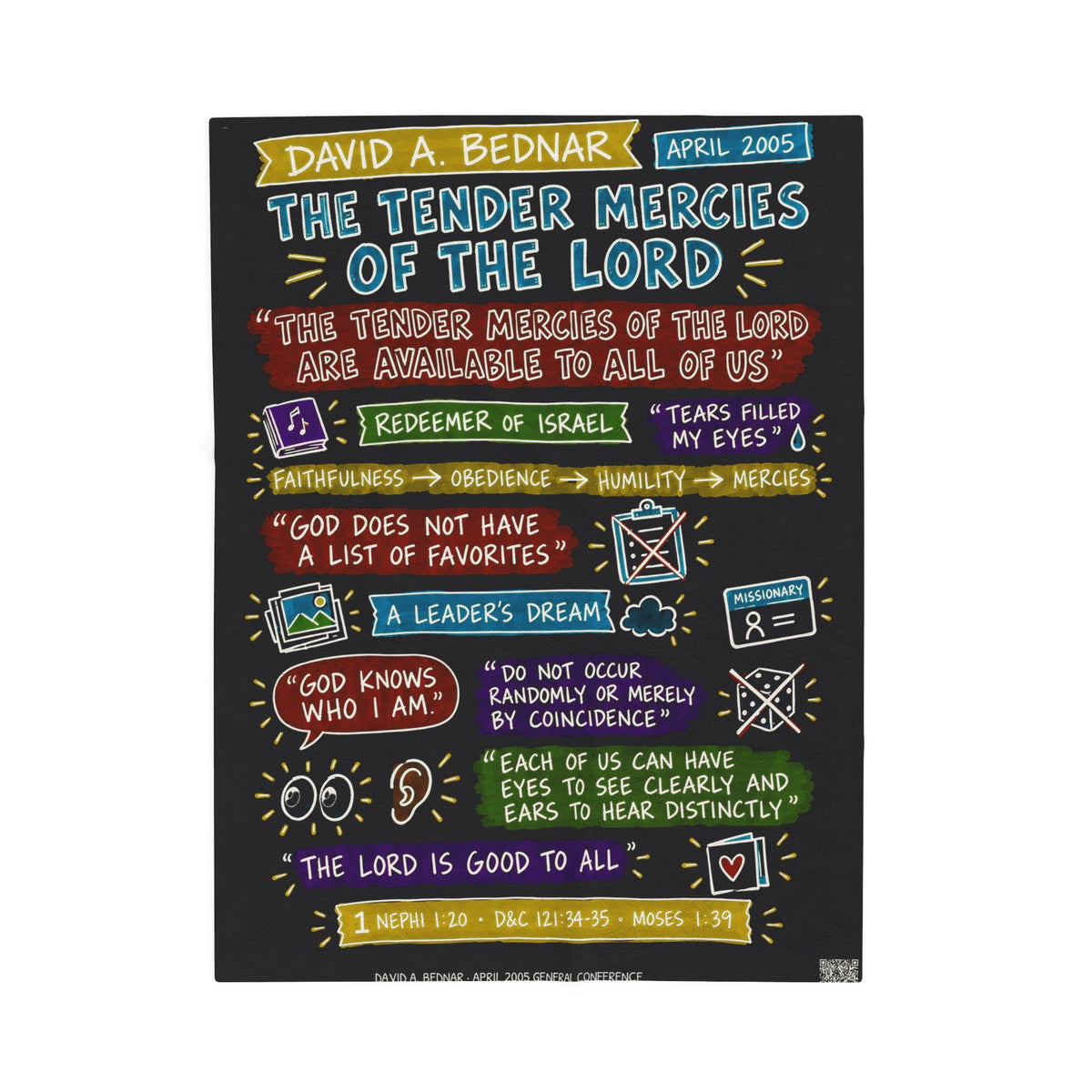 The Tender Mercies of the Lord Sketch Note Plush Blanket — David A. Bednar
