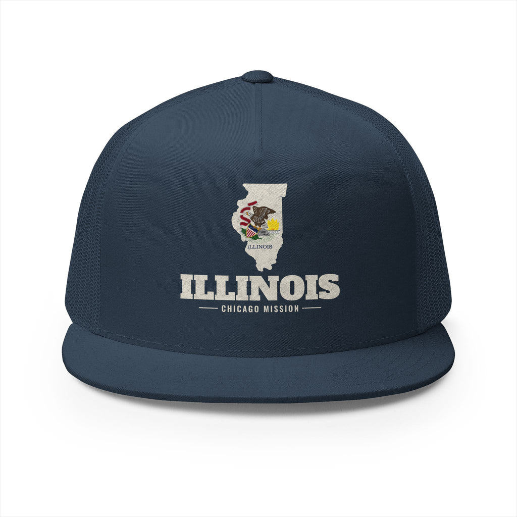 Illinois Chicago Mission Flag Map Trucker Hat