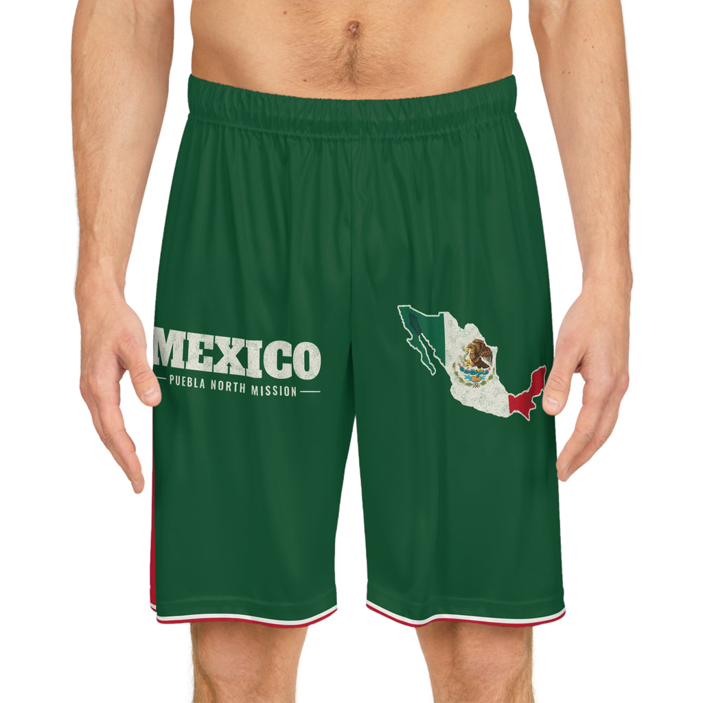 Mexico Puebla North Mission Basketball Shorts, worn, front view