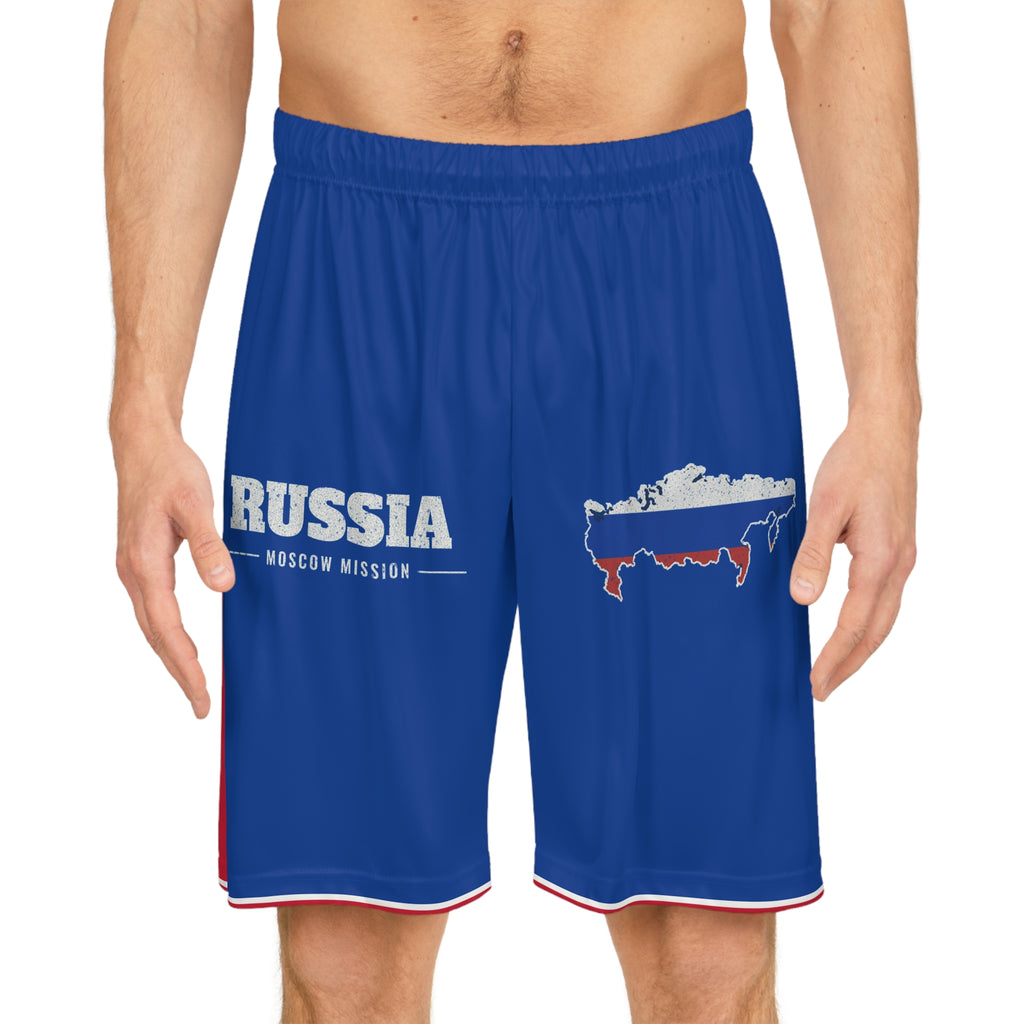 Russia Moscow Mission Basketball Shorts, worn, front view