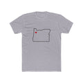 Oregon Salem Mission Heart Map shirt in Heather Grey: Oregon outline with a red heart, front view