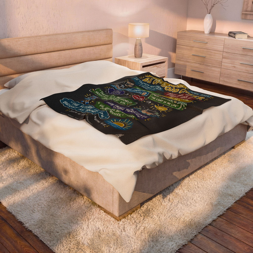 Be of Good Cheer Sketch Note Plush Blanket — Thomas S. Monson