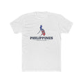 Philippines Cauayan Mission Flag Map shirt in White: colors of the Philippine flag in the outline of the Philippines with navy lettering, front view