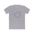 Zimbabwe Harare West Mission Heart Map shirt in Heather Grey: Zimbabwe outline with a red heart, front view