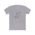 Republic of Congo Brazzaville Mission Heart Map shirt in Heather Grey: Republic of Congo outline with a red heart, front view