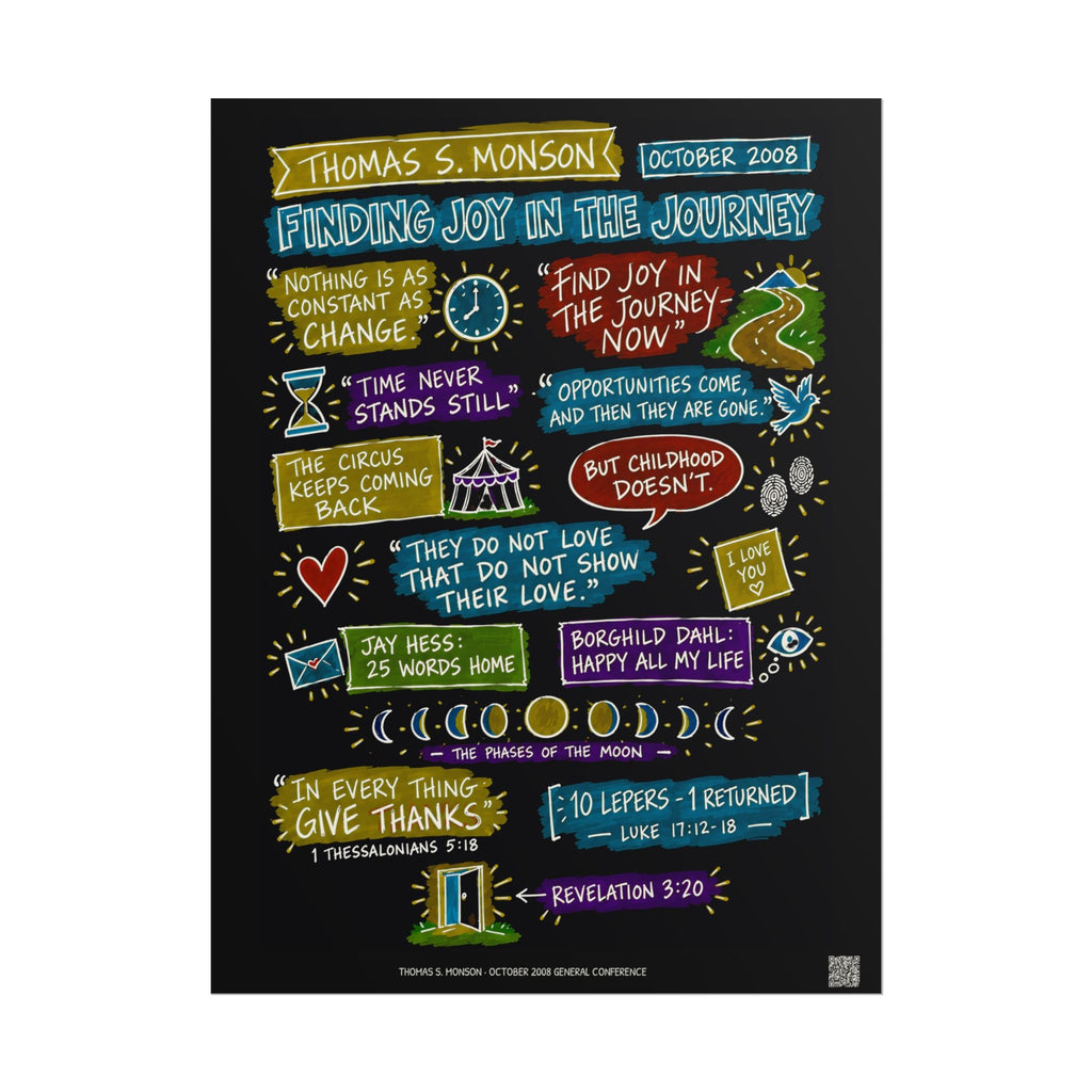 Finding Joy in the Journey Sketch Note Poster (Black) — Thomas S. Monson