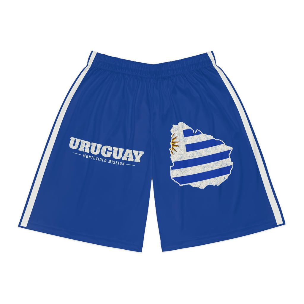 Uruguay Montevideo Mission Basketball Shorts, front view