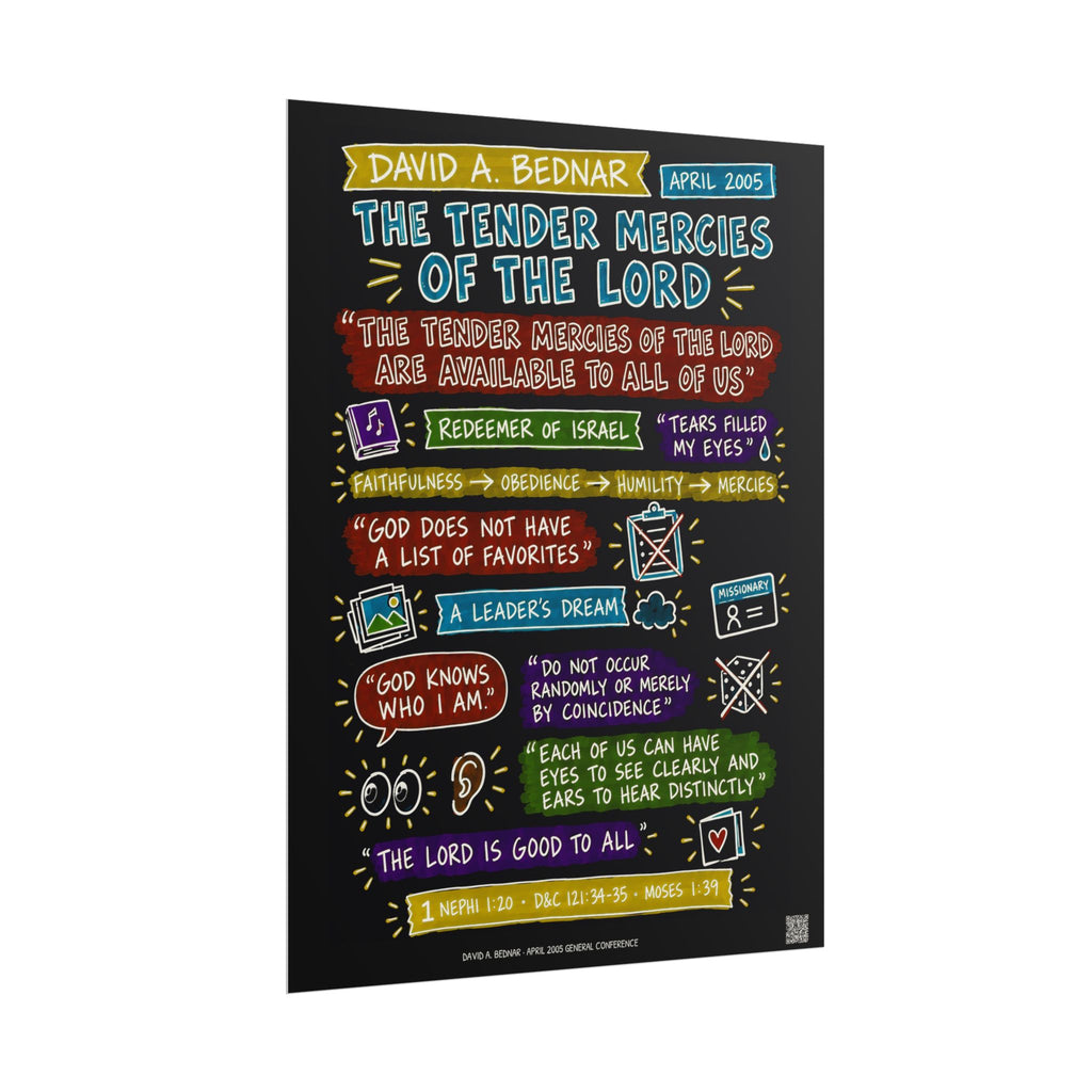 The Tender Mercies of the Lord Sketch Note Poster (Black) — David A. Bednar