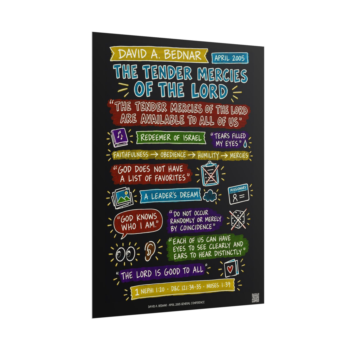 The Tender Mercies of the Lord Sketch Note Poster (Black) — David A. Bednar