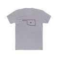 Oklahoma Oklahoma City Mission Heart Map shirt in Heather Grey: Oklahoma outline with a red heart, front view