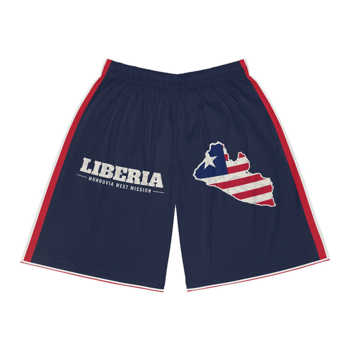 Liberia Monrovia West Mission Basketball Shorts, front view