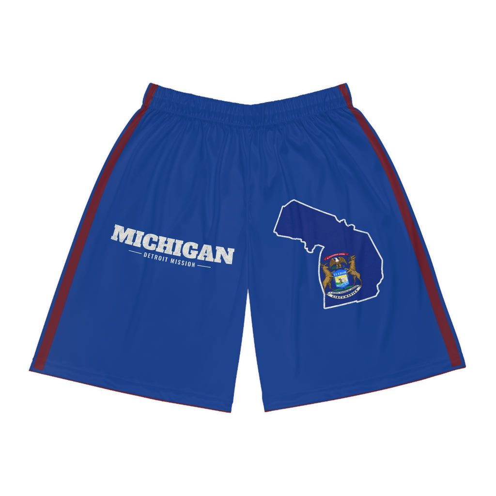 Michigan Detroit Mission Basketball Shorts, front view