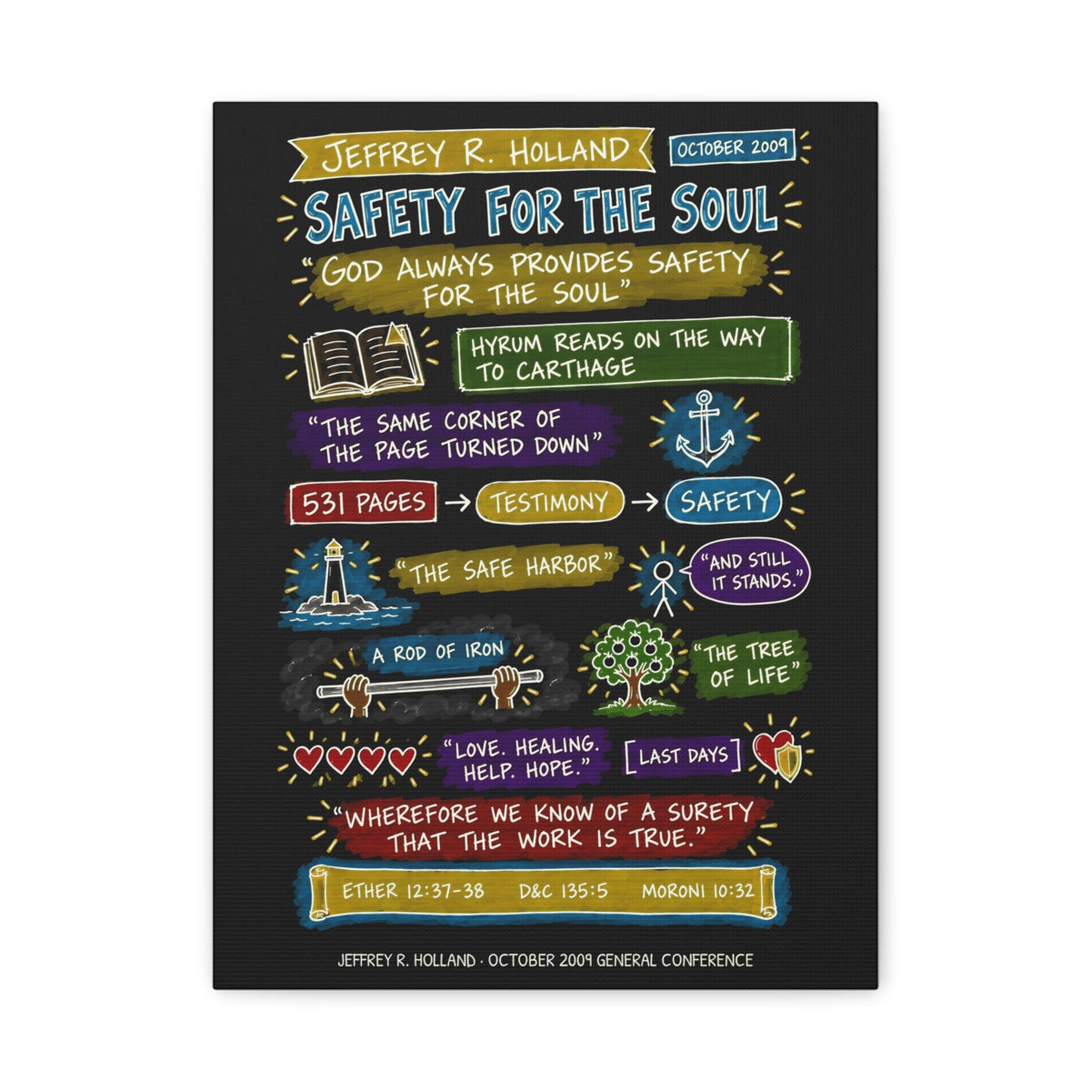 Safety for the Soul Sketch Note Canvas (Black) — Jeffrey R. Holland