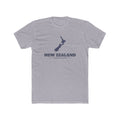 New Zealand Auckland Mission Flag Map shirt in Heather Grey: flag of New Zealand in the outline of New Zealand with navy lettering, front view