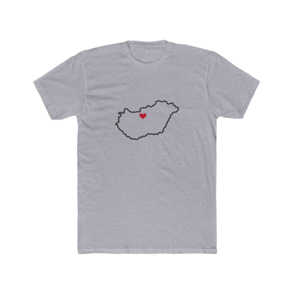 Hungary Budapest Mission Heart Map shirt in Heather Grey: Hungary outline with a red heart, front view