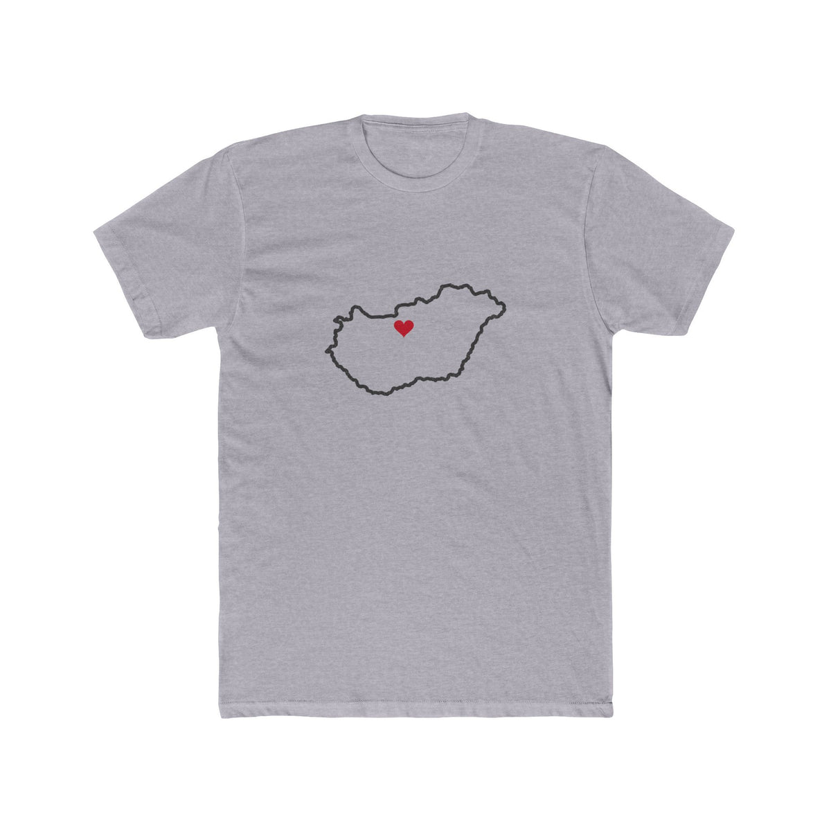 Hungary Budapest Mission Heart Map shirt in Heather Grey: Hungary outline with a red heart, front view