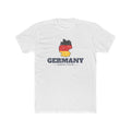 Germany Hamburg Mission Flag Map shirt in White: flag of Germany in the outline of Germany with navy lettering, front view