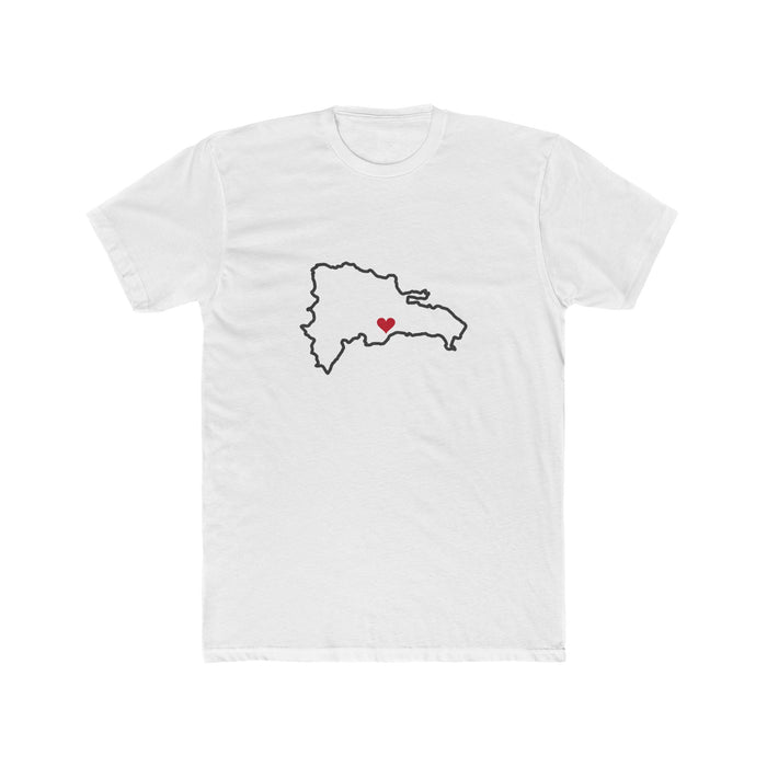 Dominican Republic Santo Domingo West Mission Heart Map shirt in White: Dominican Republic outline with a red heart, front view