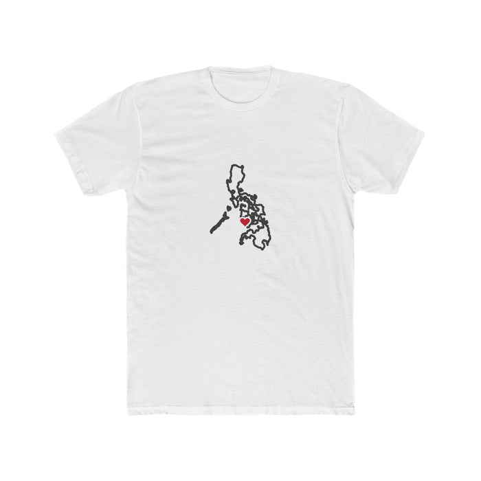 Philippines Cauayan Mission Heart Map shirt in White: Philippines outline with a red heart, front view
