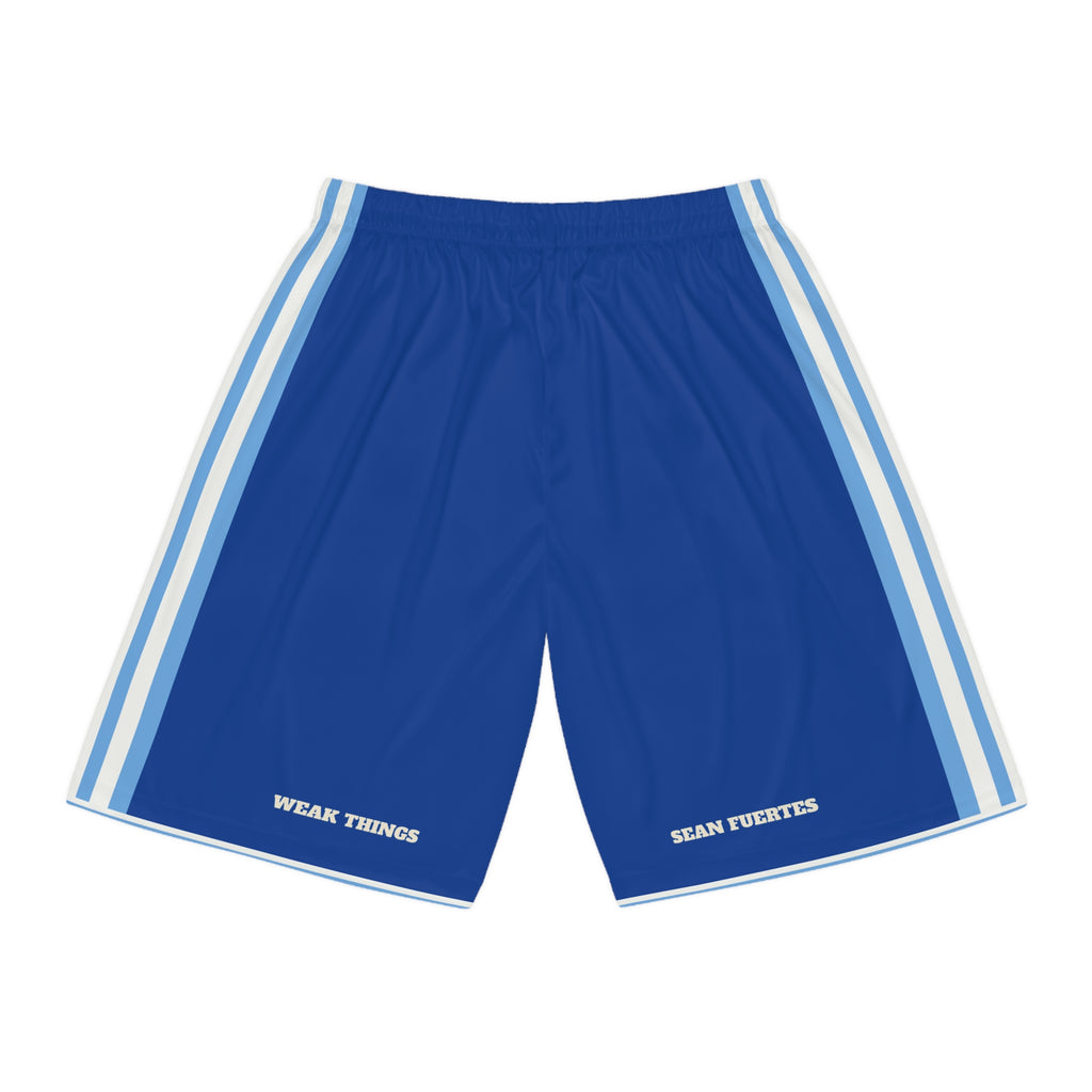 Guatemala Coban/Belize Mission Basketball Shorts, back view with WEAK THINGS and SEAN FUERTES on the legs