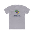 Brazil Rio de Janeiro South Mission Flag Map shirt in Heather Grey: flag of Brazil in the outline of Brazil with navy lettering, front view