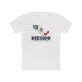 Mexico Monterrey West Mission Flag Map shirt in White: flag of Mexico in the outline of Mexico with navy lettering, front view