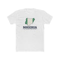 Nigeria Port Harcourt North Mission Flag Map shirt in White: flag of Nigeria in the outline of Nigeria with navy lettering, front view