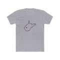 West Virginia Charleston Mission Heart Map shirt in Heather Grey: West Virginia outline with a red heart, front view