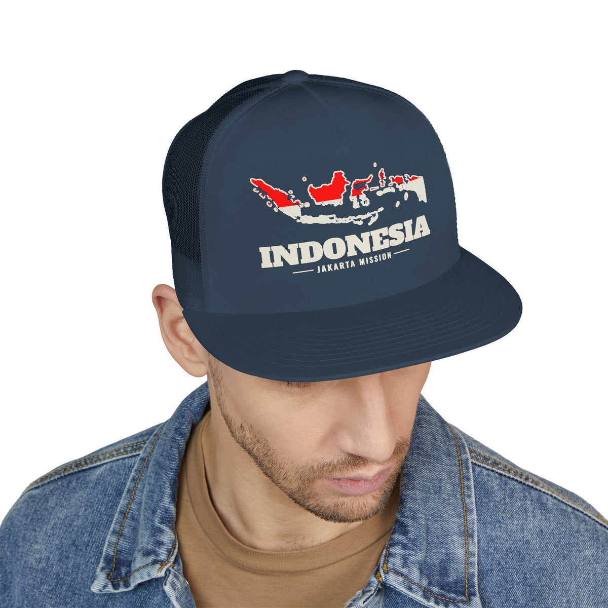 Indonesia Jakarta Mission Flag Map Trucker Hat