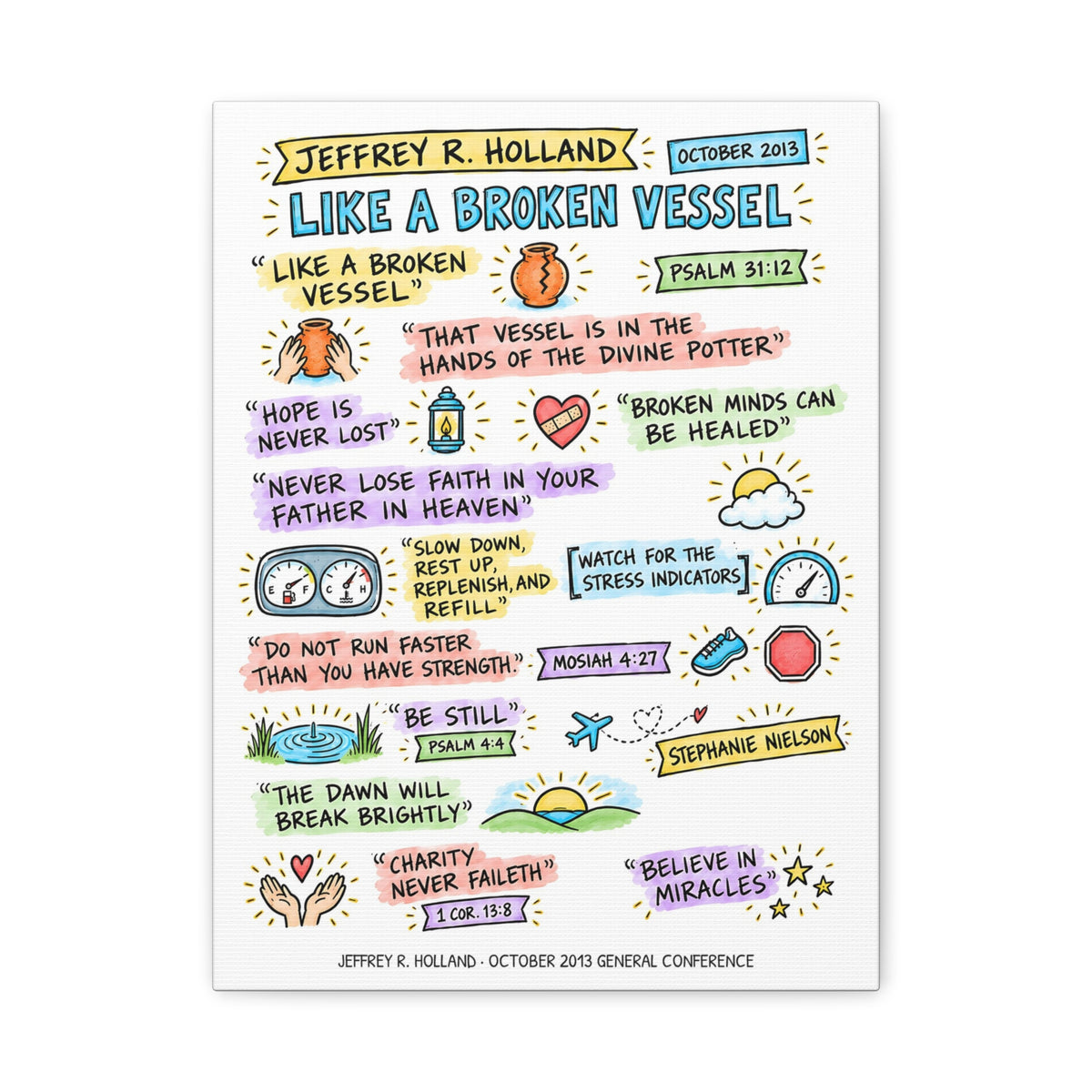 Like a Broken Vessel Sketch Note Canvas — Jeffrey R. Holland