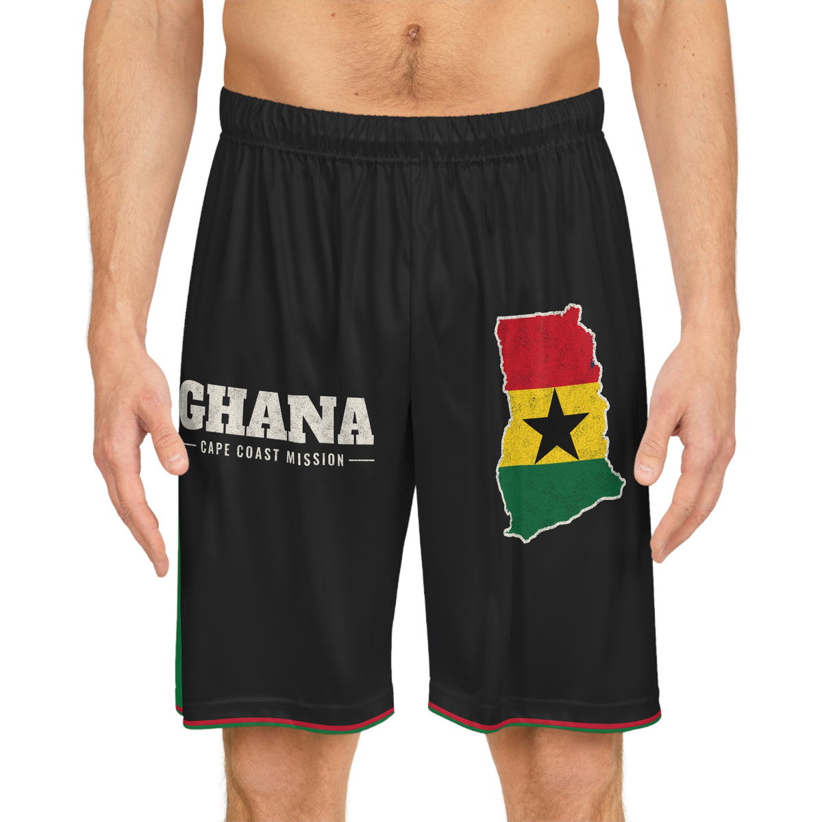 Ghana Cape Coast Mission Basketball Shorts, worn, front view