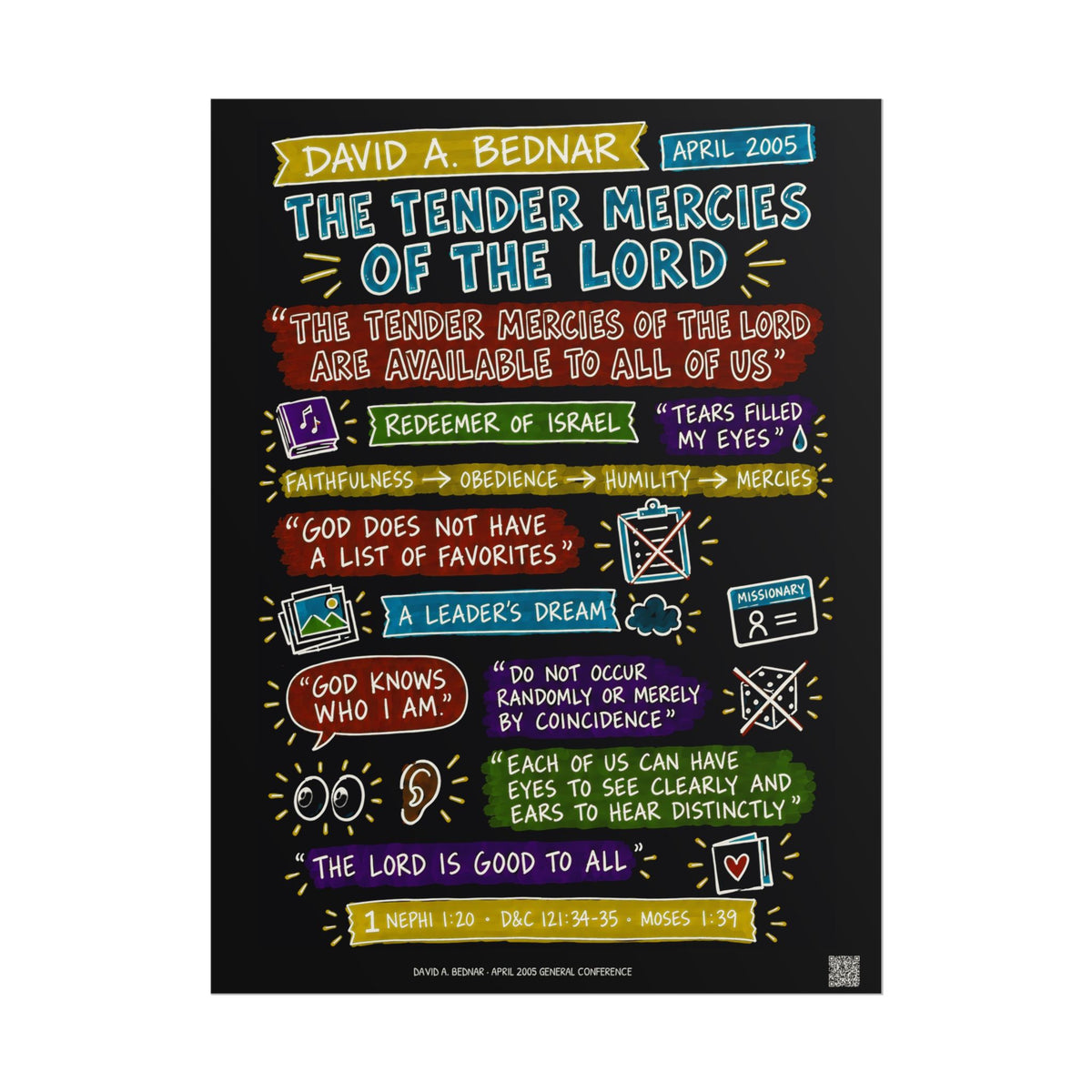 The Tender Mercies of the Lord Sketch Note Poster (Black) — David A. Bednar