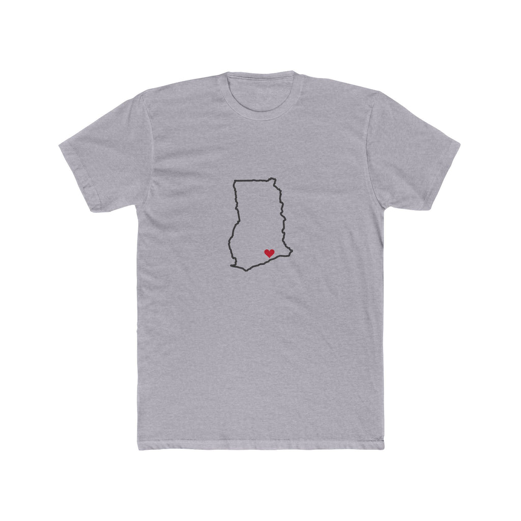 Ghana Accra South Mission Heart Map shirt in Heather Grey: Ghana outline with a red heart, front view