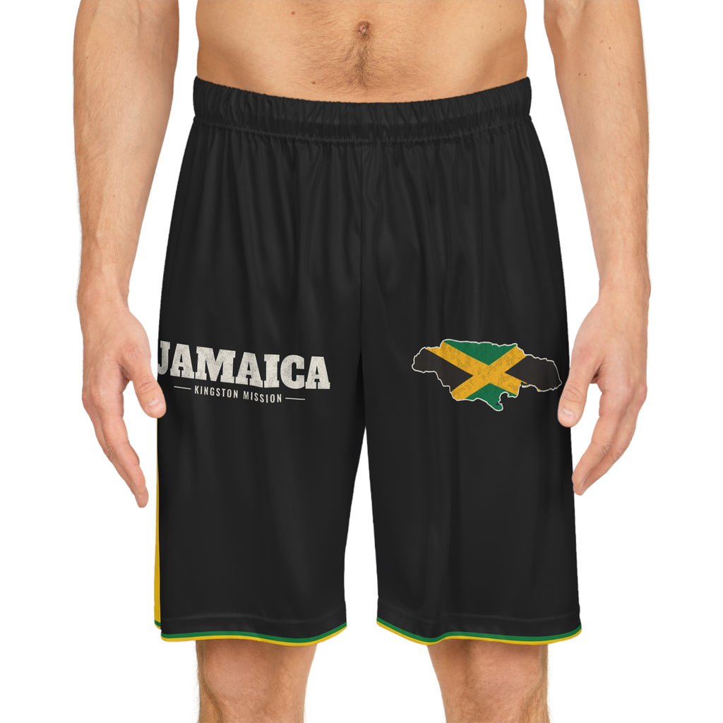 Jamaica Kingston Mission Basketball Shorts, worn, front view